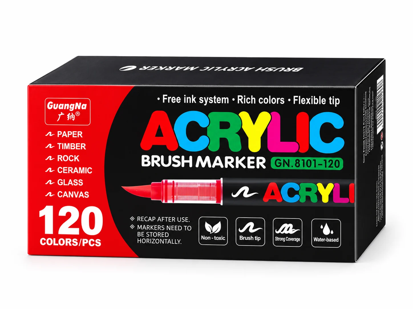 Набір акрилових маркерів GuangNa Acrylic Brush GN.8101-120 на 120 кольорів — коробка