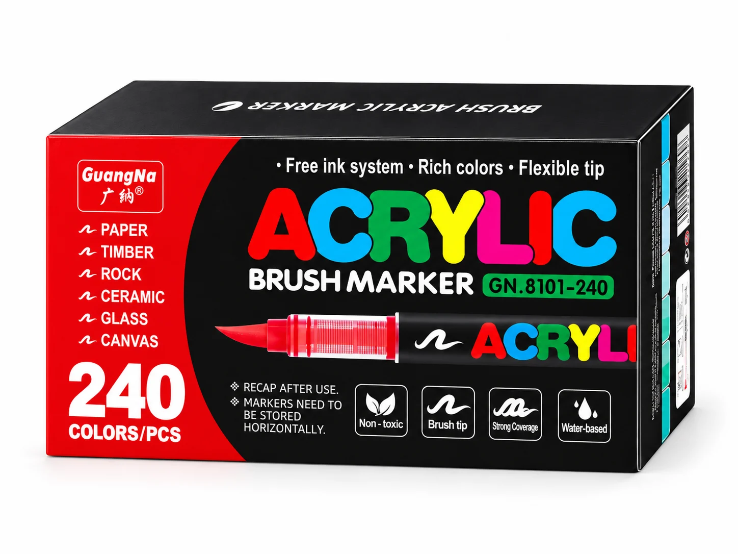Набір акрилових маркерів GuangNa Acrylic Brush GN.8101-240 на 240 кольорів — коробка