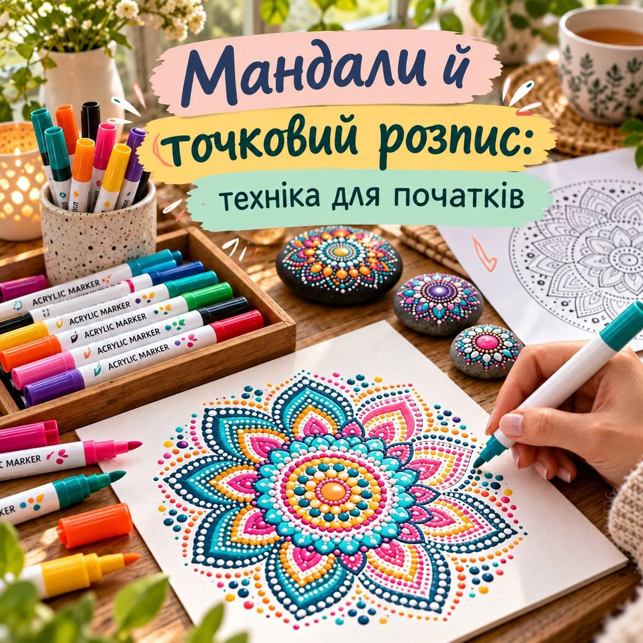 Мандали й точковий розпис акриловими маркерами: техніка для початківців