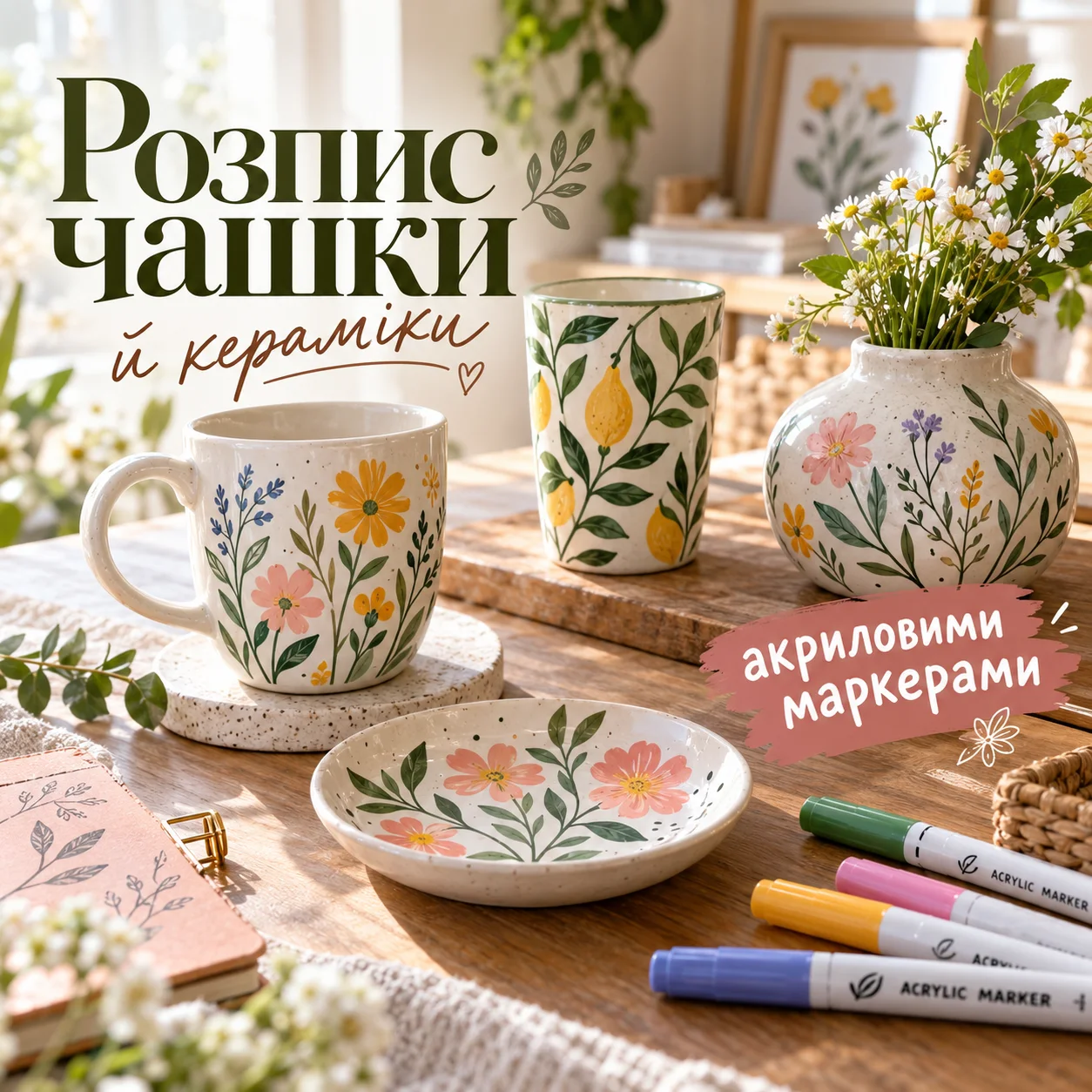 Розпис чашки й кераміки акриловими маркерами: ідеї та інструкція