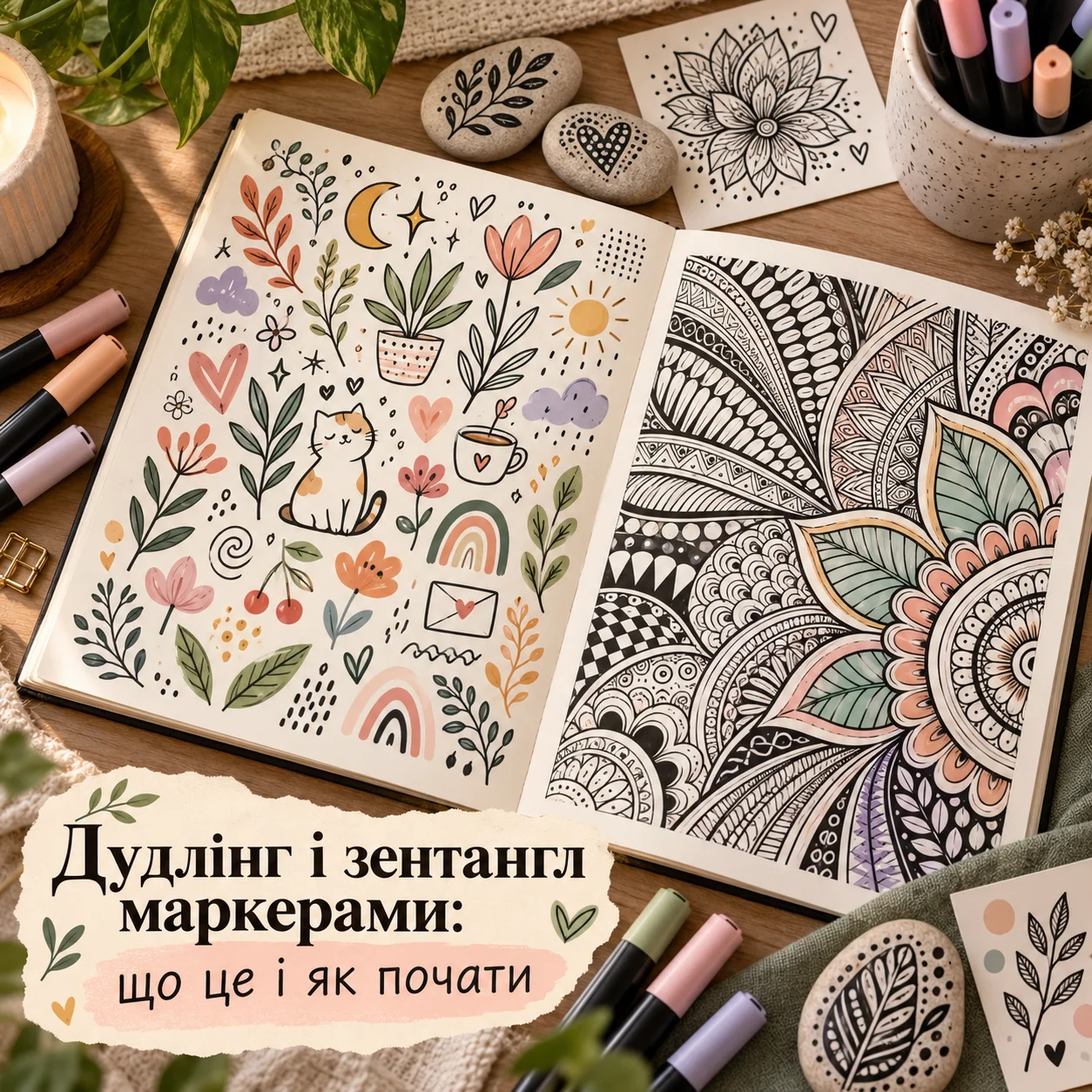 Дудлінг і зентангл акриловими маркерами: візерунки й патерни